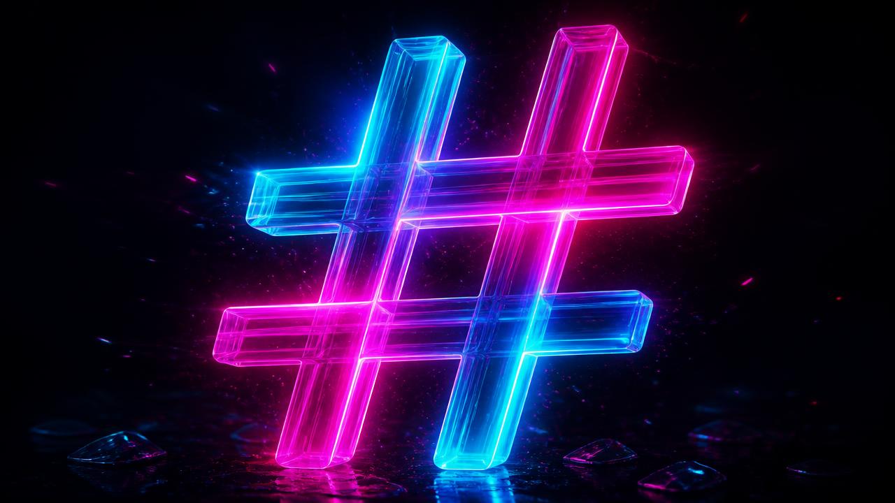 Neon hashtag artwork representing the Rolltok brand